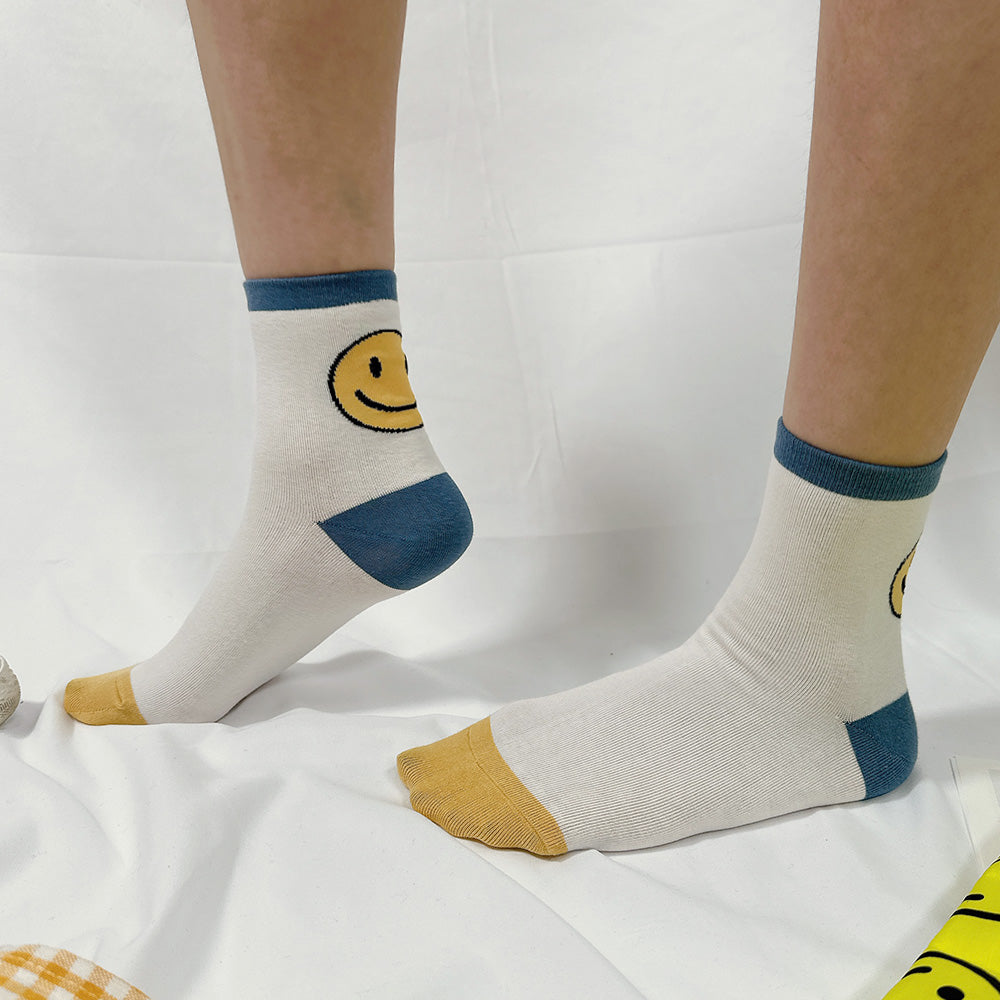 Women's Crew Emoji Smile Mismatched AB Socks