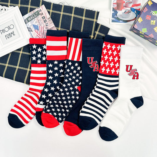Men's Crew American Flag Socks - 6 PK