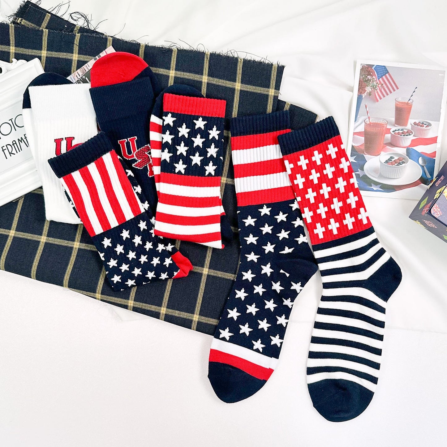 Men's Crew American Flag Socks - 6 PK