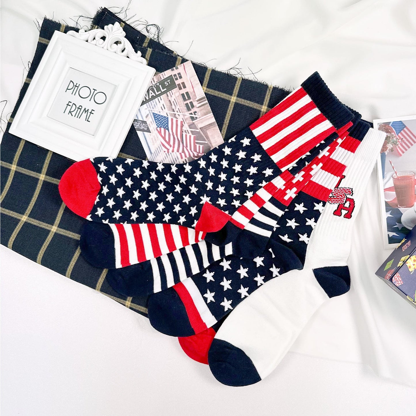 Men's Crew American Flag Socks - 6 PK