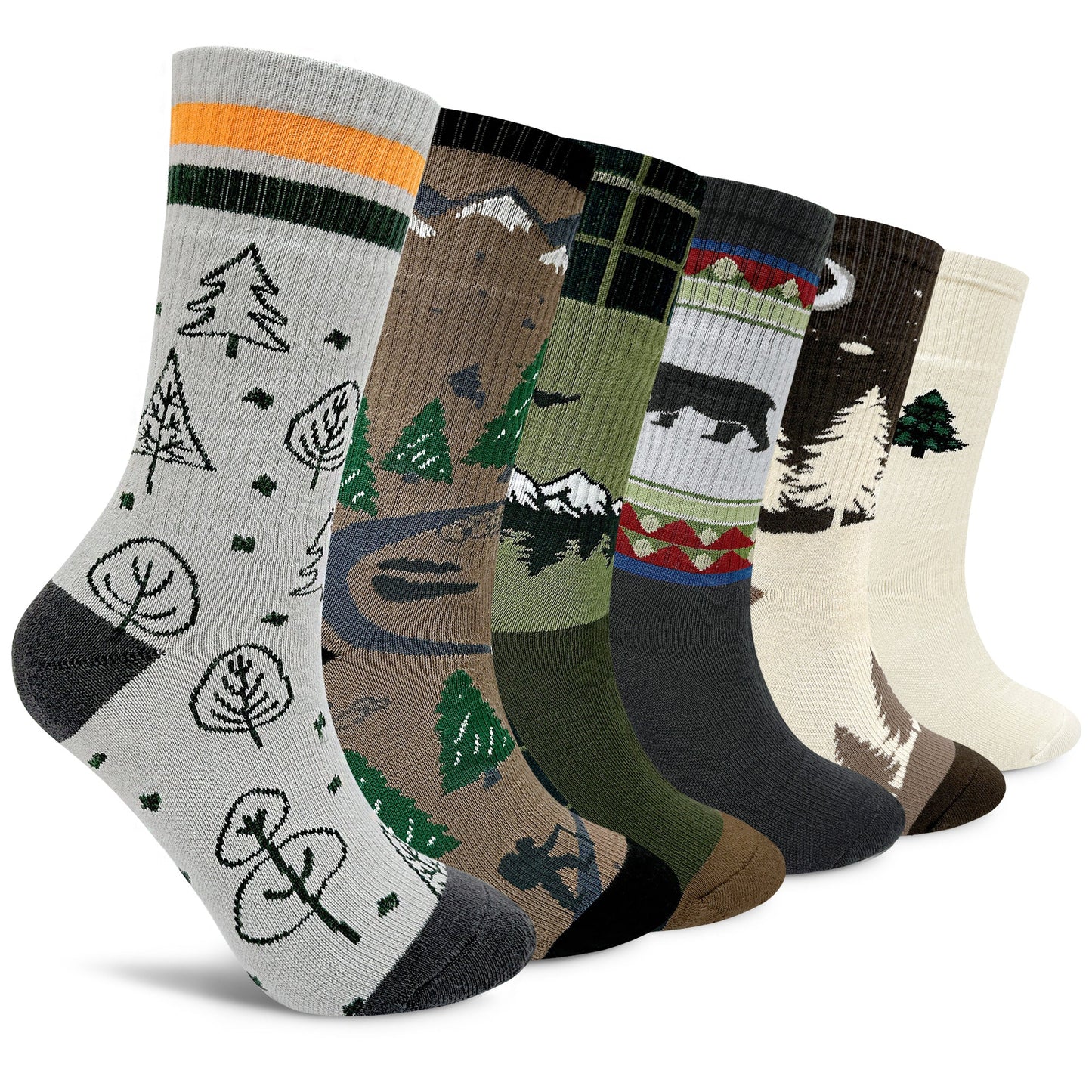 Men's Crew Cushioned Hiking  Cotton Socks - 6 PK