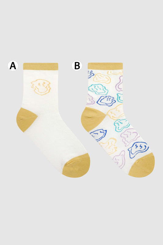 Women's Crew Glitch Smile Mismatched AB Socks