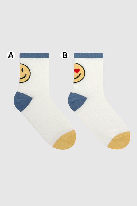 Women's Crew Emoji Smile Mismatched AB Socks