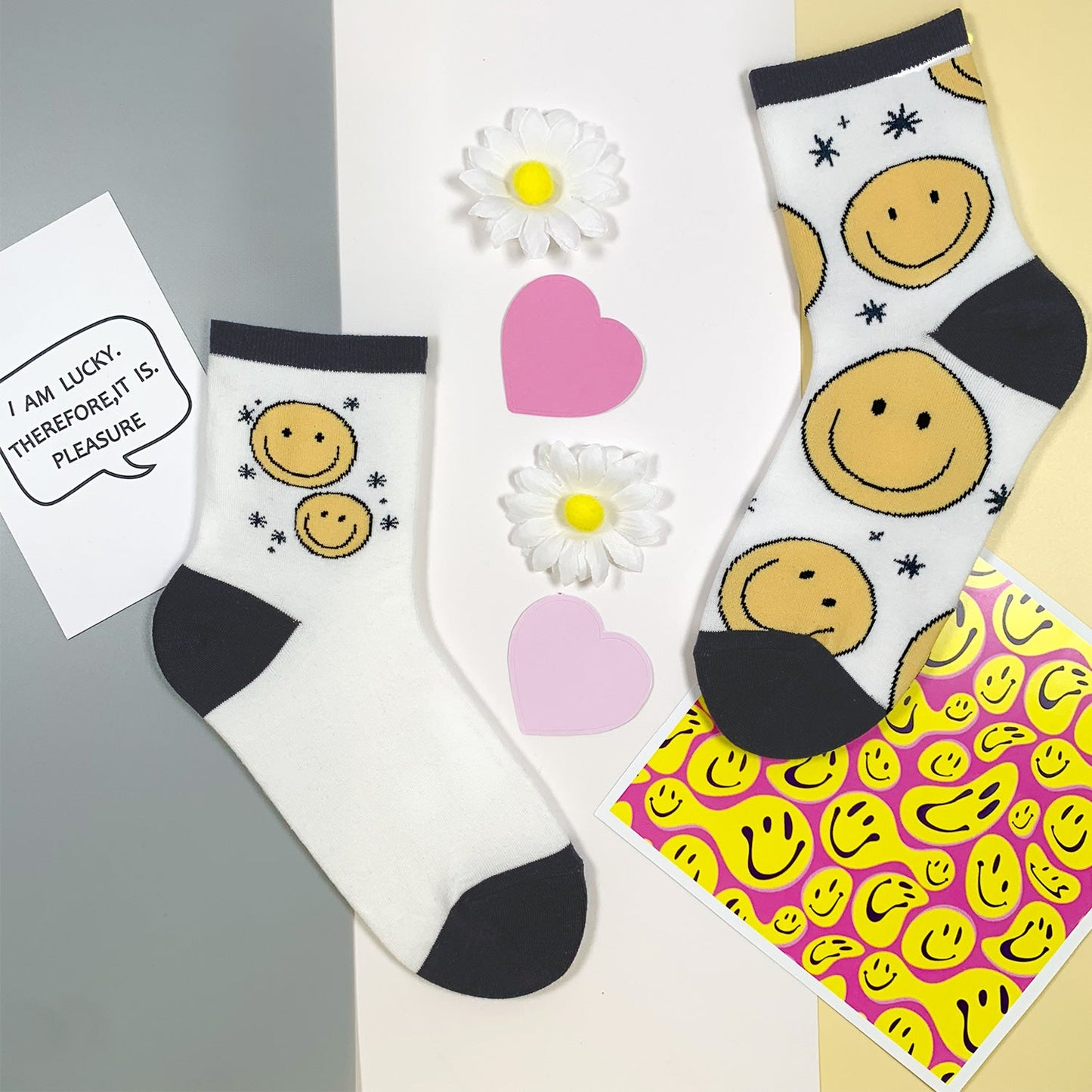 Women's Crew Sparkling Smile Mismatched AB Socks
