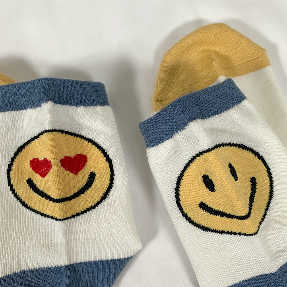 Women's Crew Emoji Smile Mismatched AB Socks
