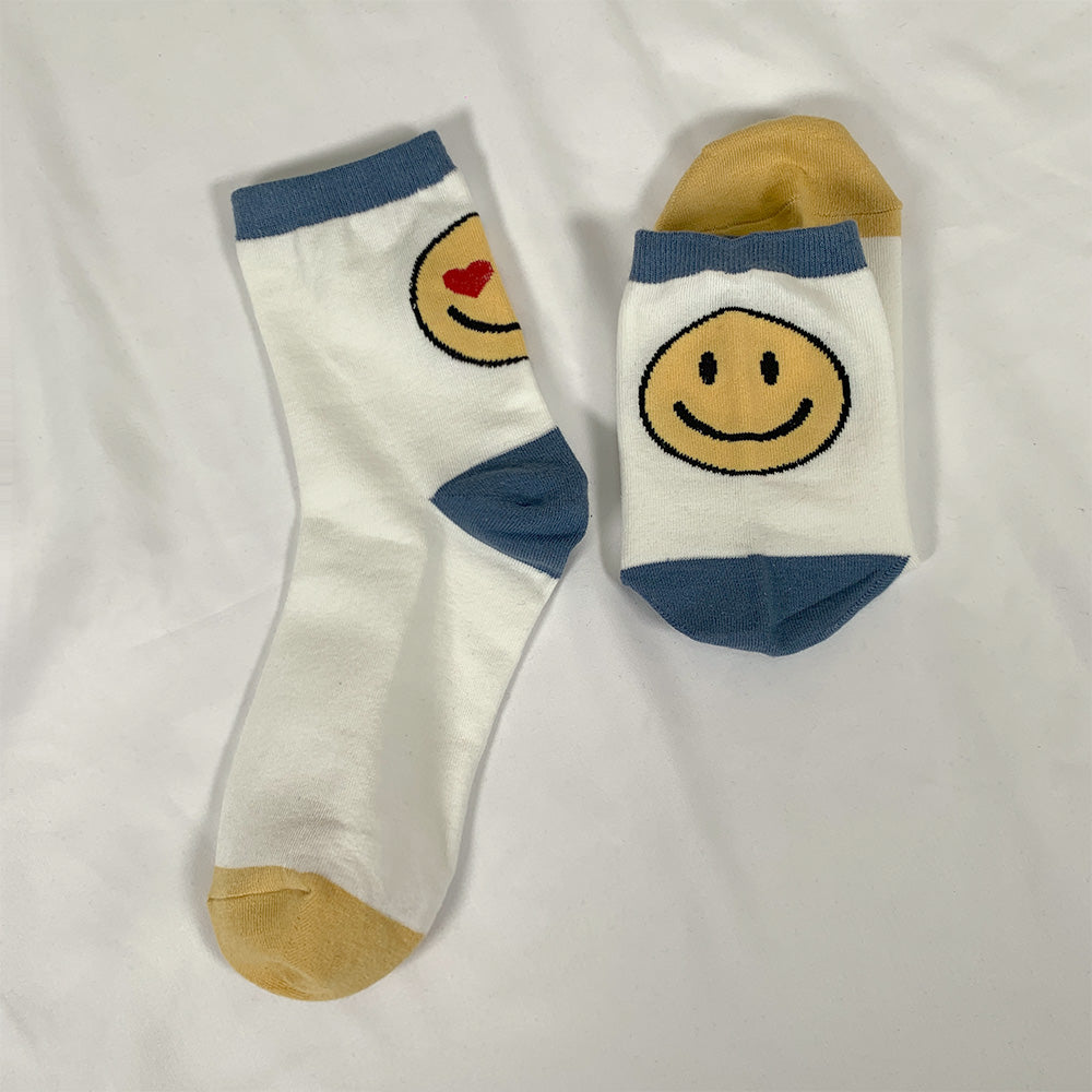 Women's Crew Emoji Smile Mismatched AB Socks