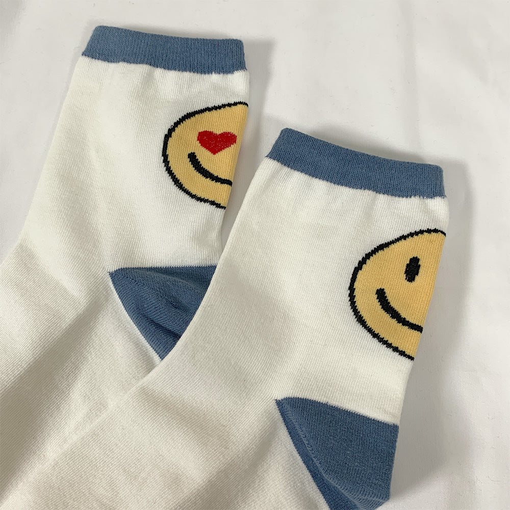 Women's Crew Emoji Smile Mismatched AB Socks