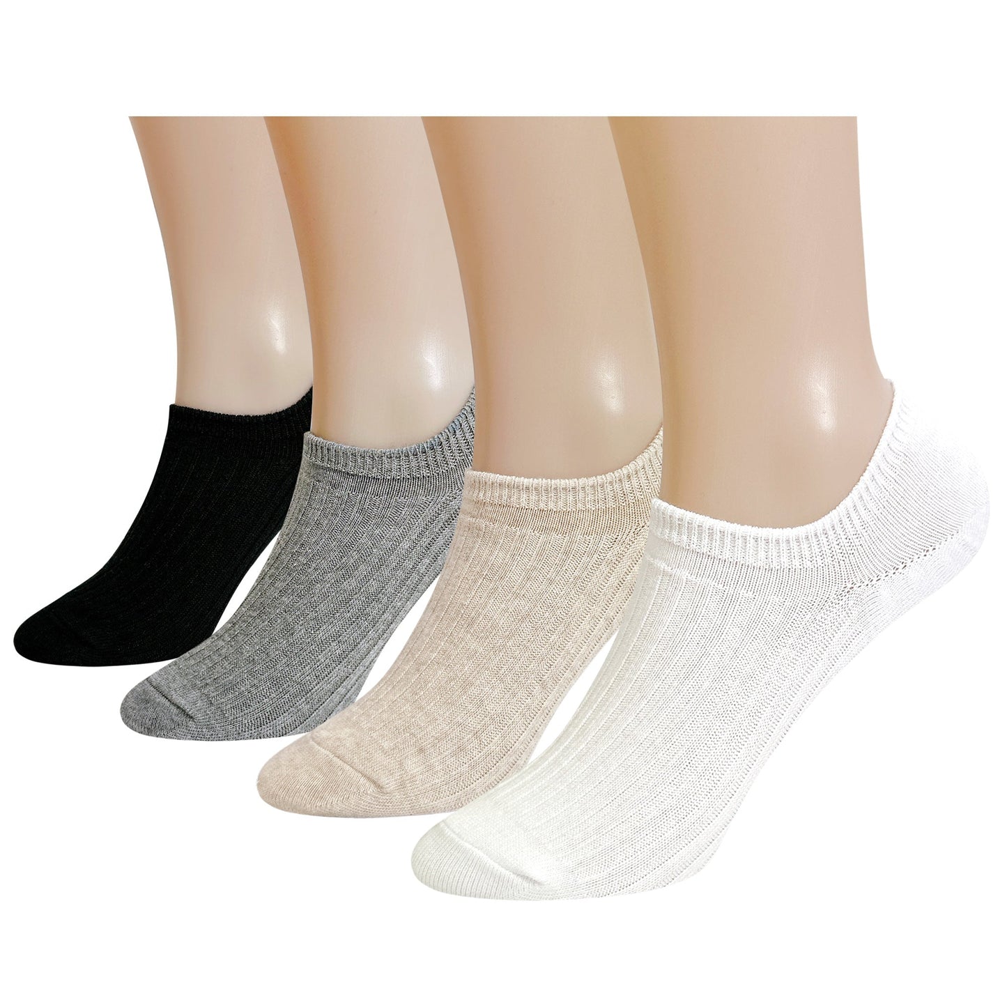Men's No Show Non Slip Fragrant Ribbed Cotton Socks - 4 PK