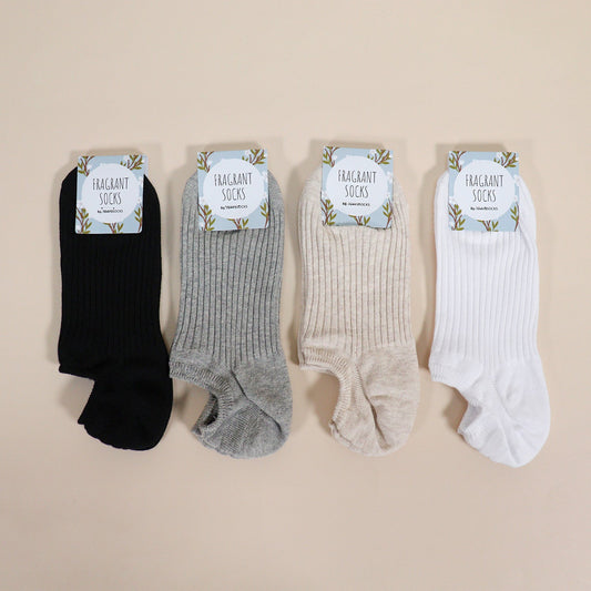 Men's No Show Non Slip Fragrant Ribbed Cotton Socks - 4 PK