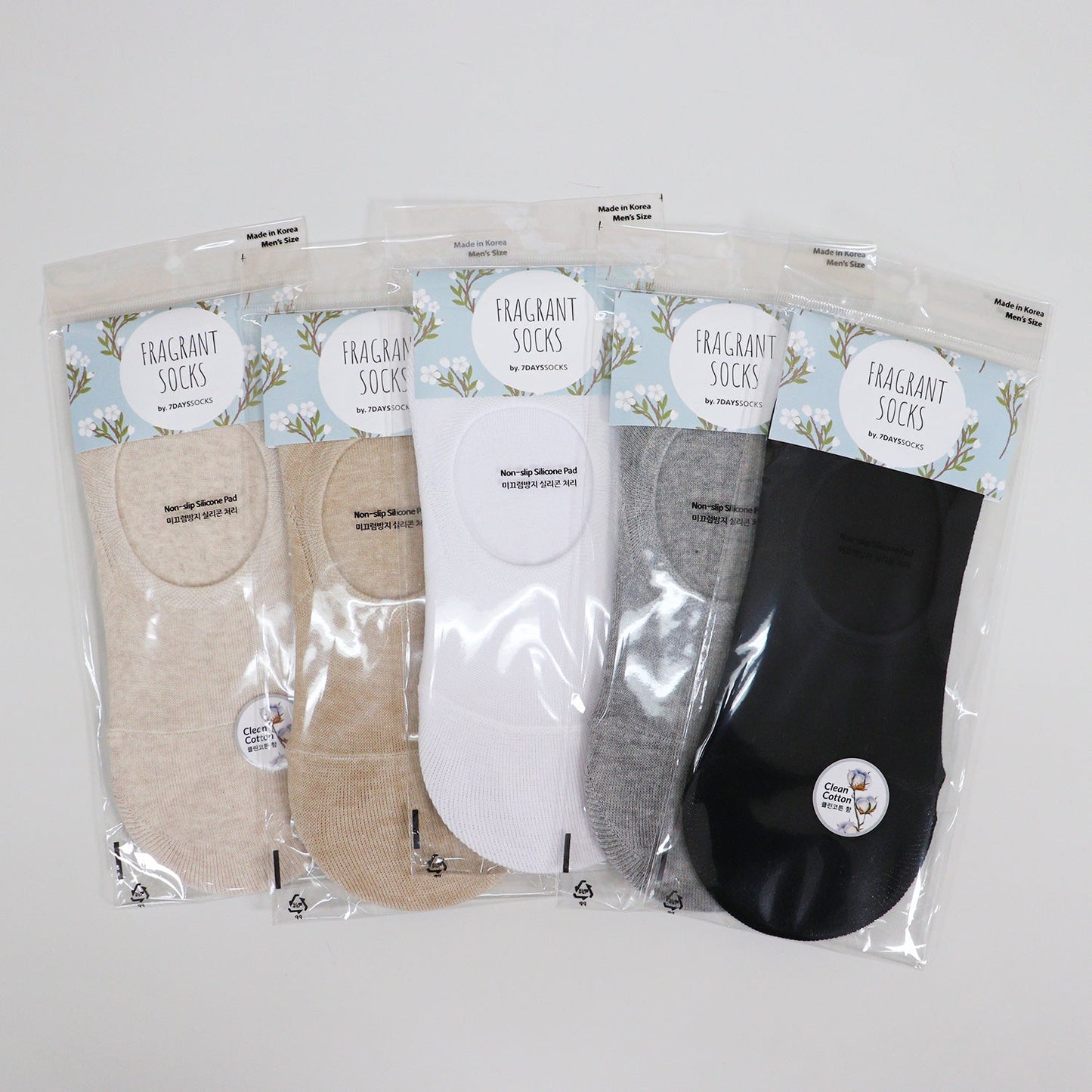 Men's No Show Non Slip Fragrant Seamless Cotton Socks - 5/PK