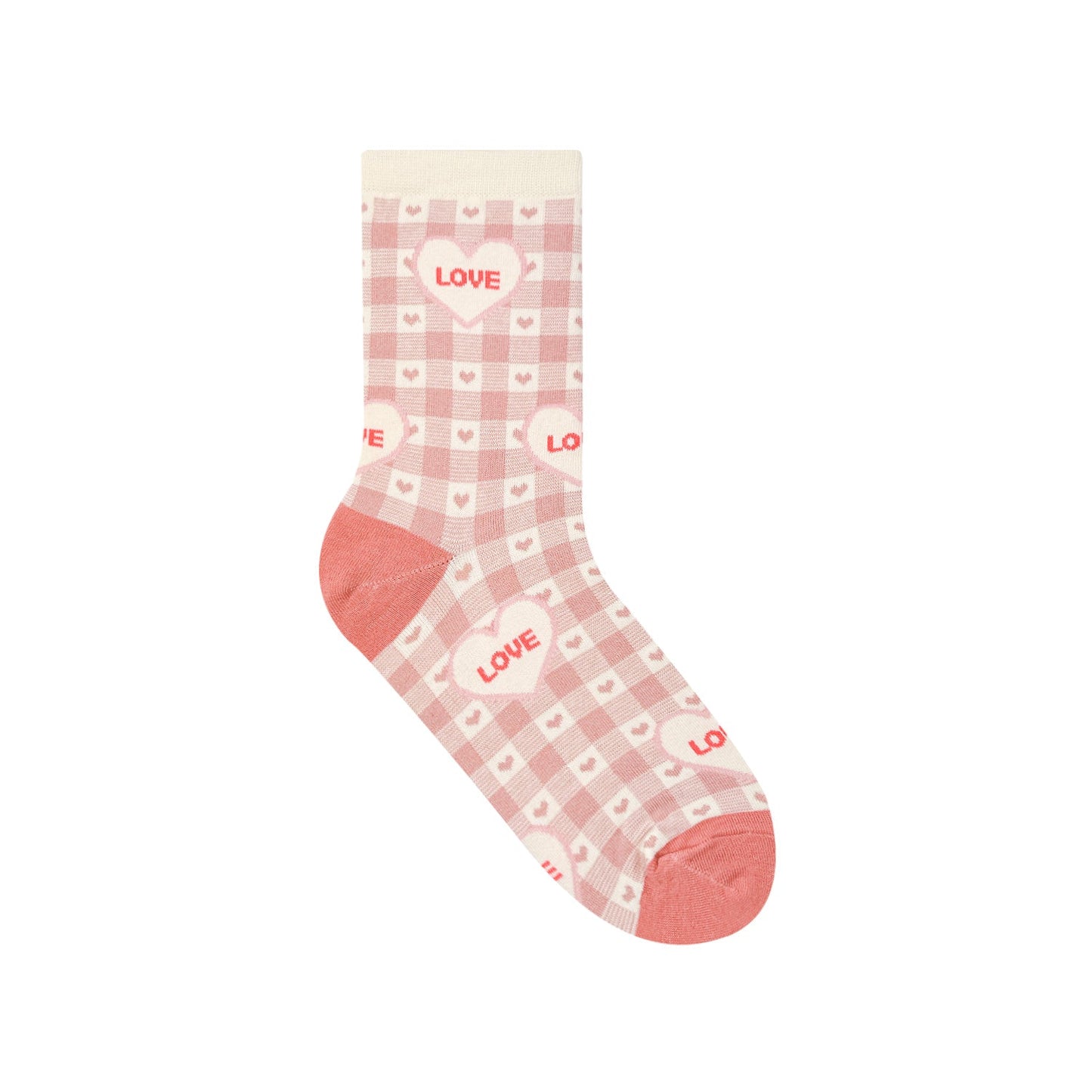 Women's Heart & Check Pattern Crew Socks - 5 PK