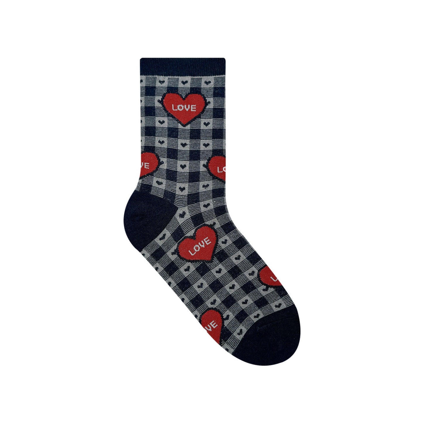 Women's Heart & Check Pattern Crew Socks - 5 PK