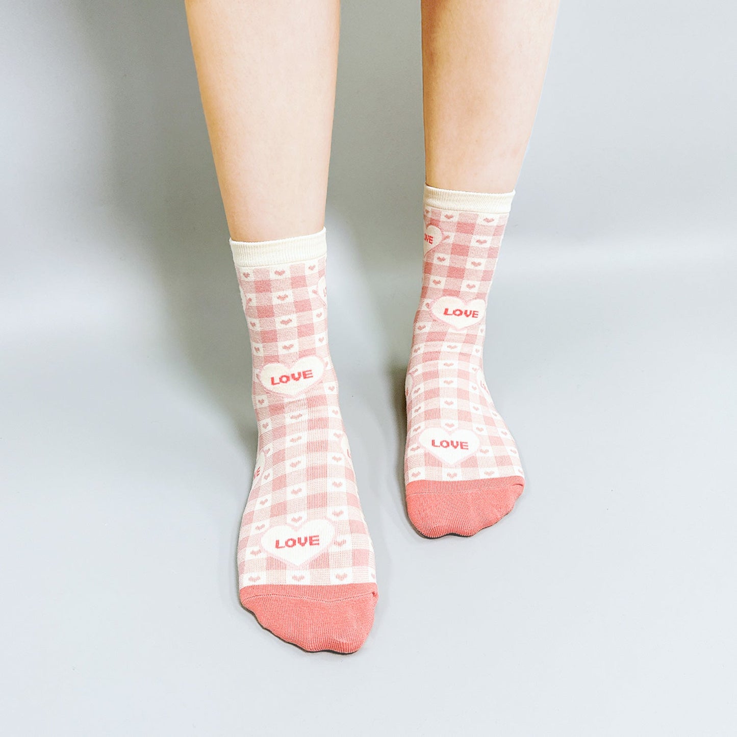 Women's Heart & Check Pattern Crew Socks - 5 PK
