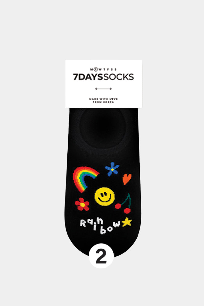 Women's No Show Rainbow Day Socks - 2 PK