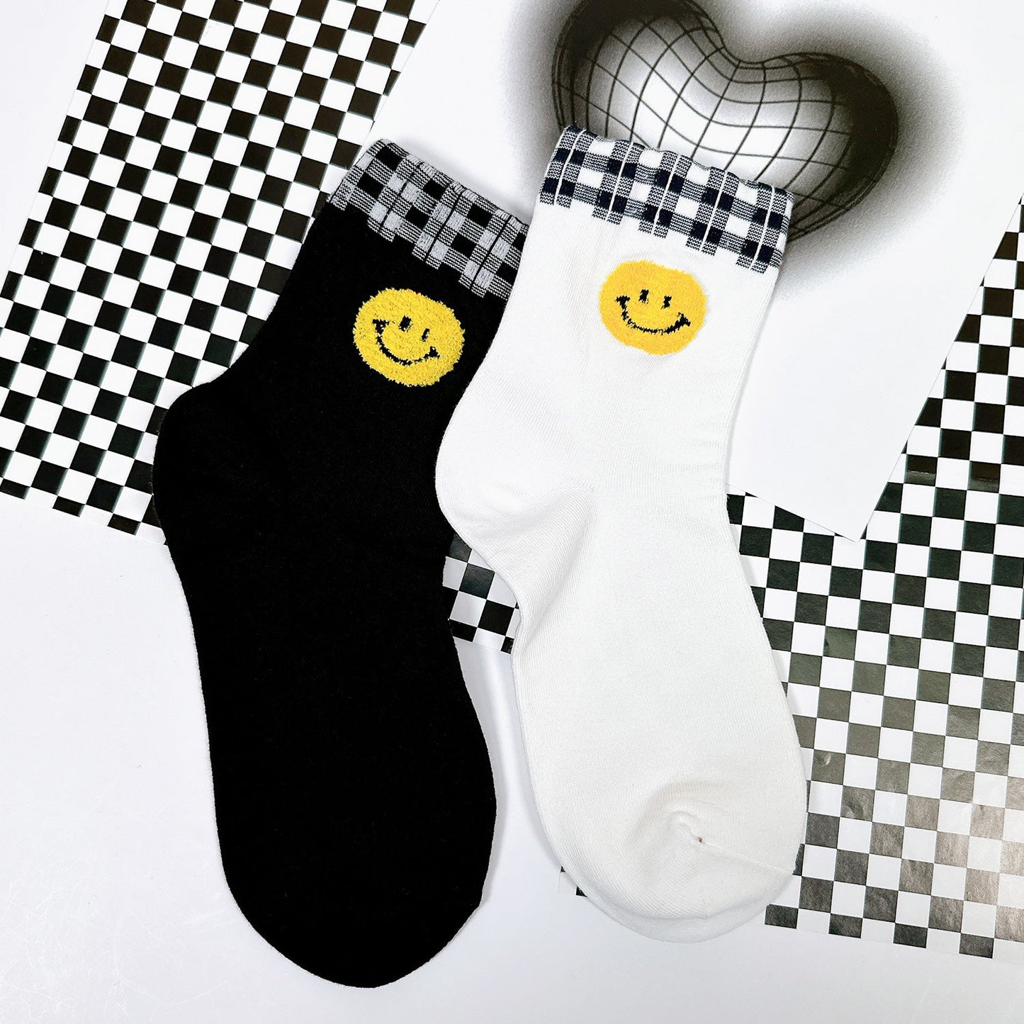 Women's Crew Smile Face Socks - 5 PK