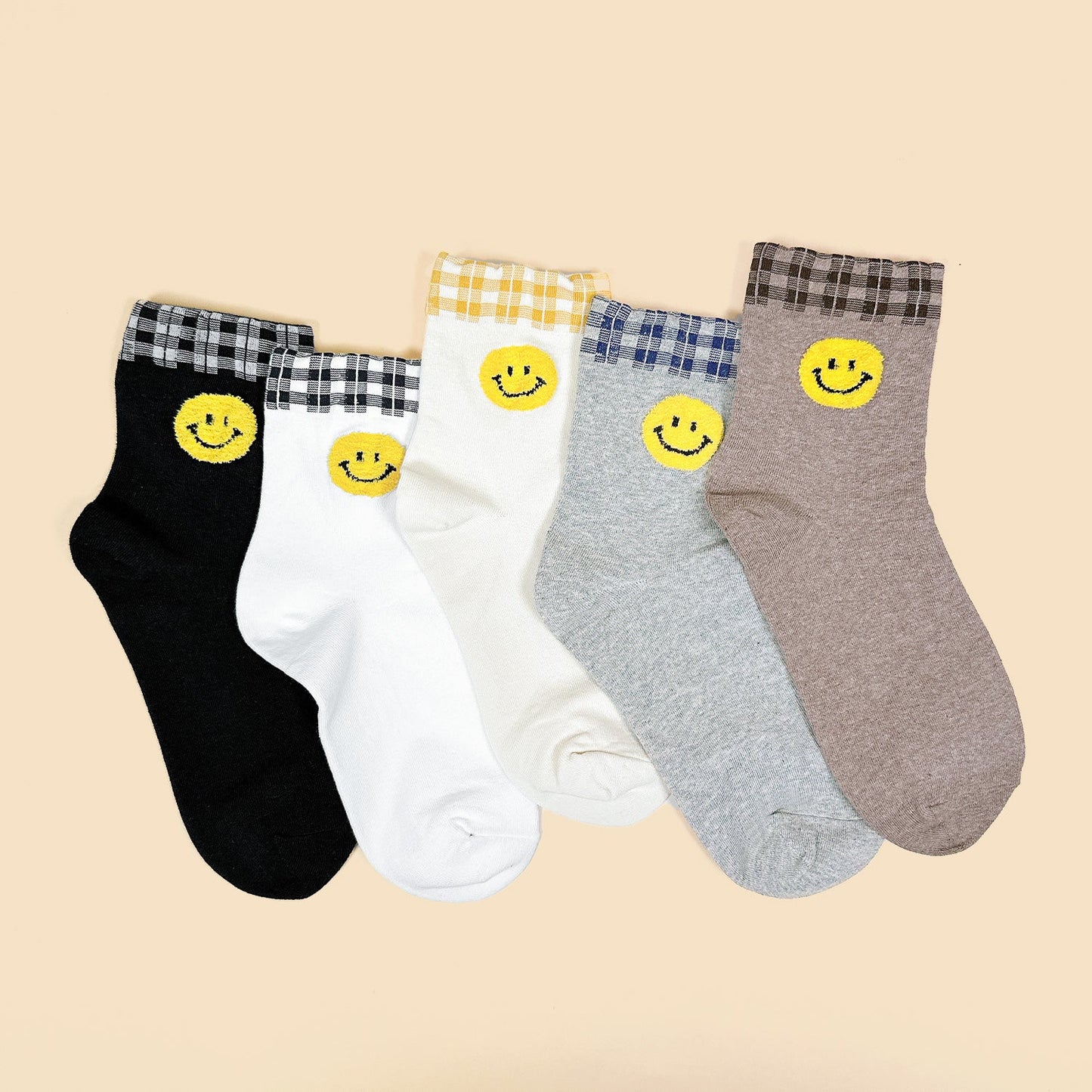 Women's Crew Smile Face Socks - 5 PK