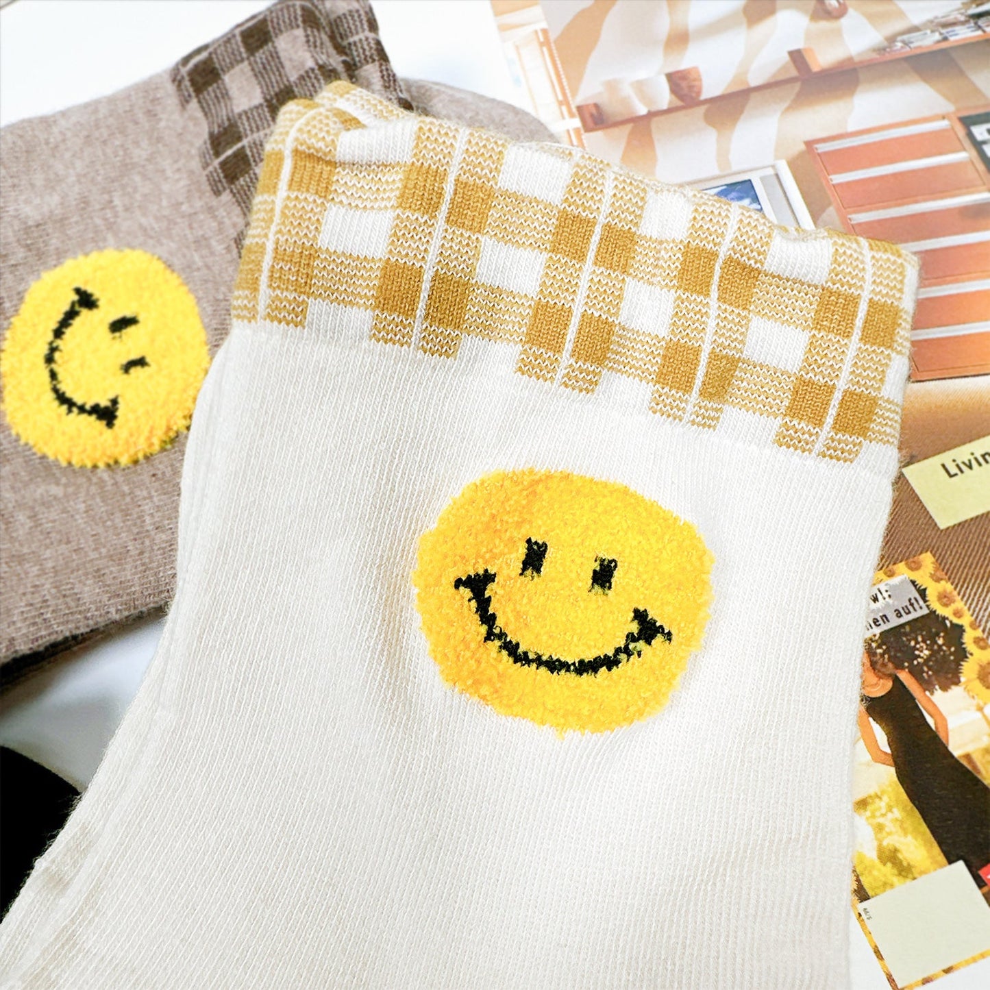 Women's Crew Smile Face Socks - 5 PK