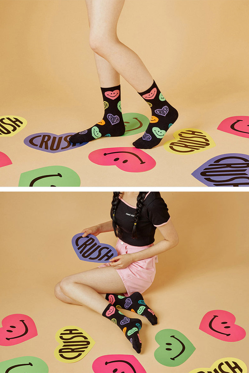 Women's Crew Neon Crush Smile Socks - 6 PK