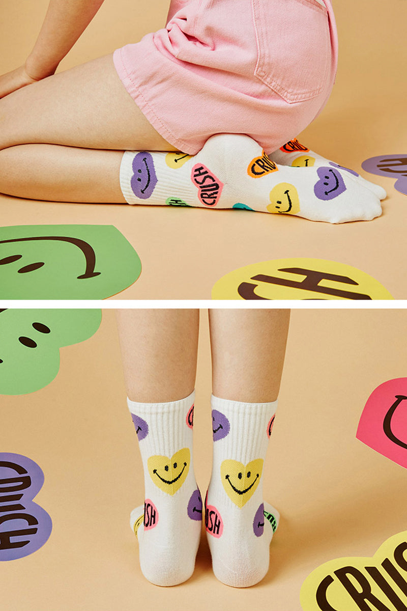 Women's Crew Neon Crush Smile Socks - 6 PK