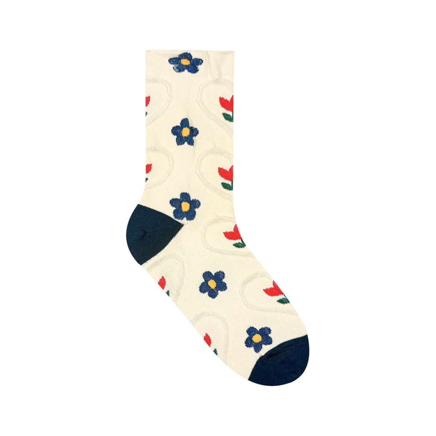 Women's Crew Heart Flower Deco Socks - 4 PK