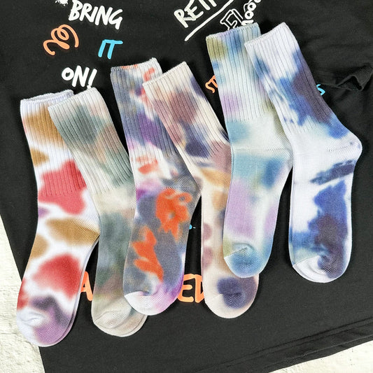 Women's Crew Tie-dye Sports Socks - 6 PK