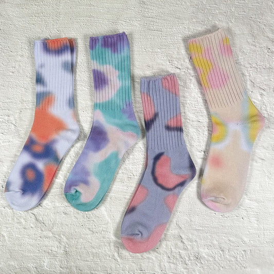 Women's Crew Tie-dye Sports Socks - 4 PK