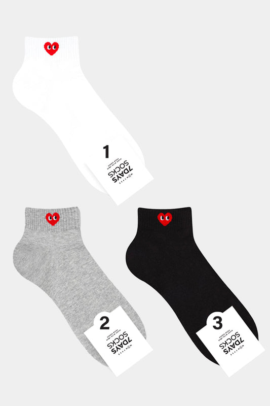 Men's Ankle Basic Heart Socks - 3 PK