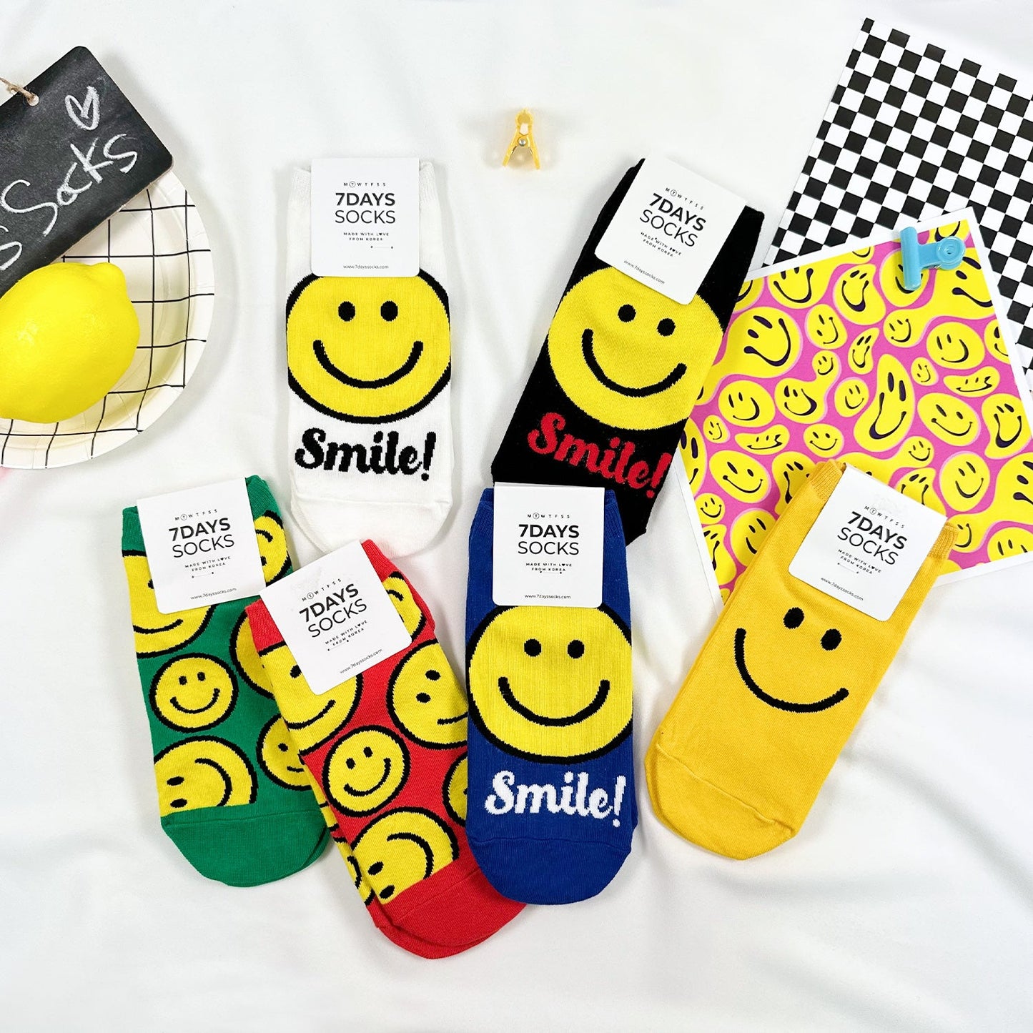 Women's Ankle Smile Party Socks - 6 PK