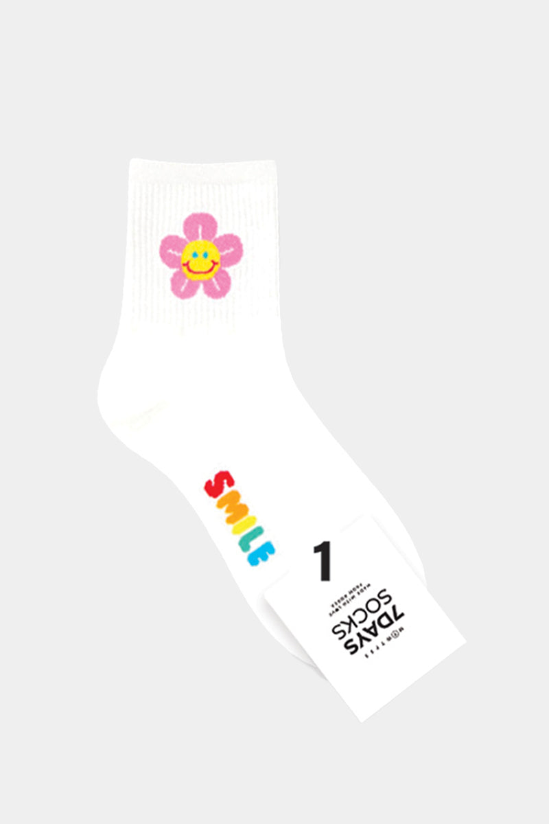 Women's Crew Flower Smile Socks - 5 PK