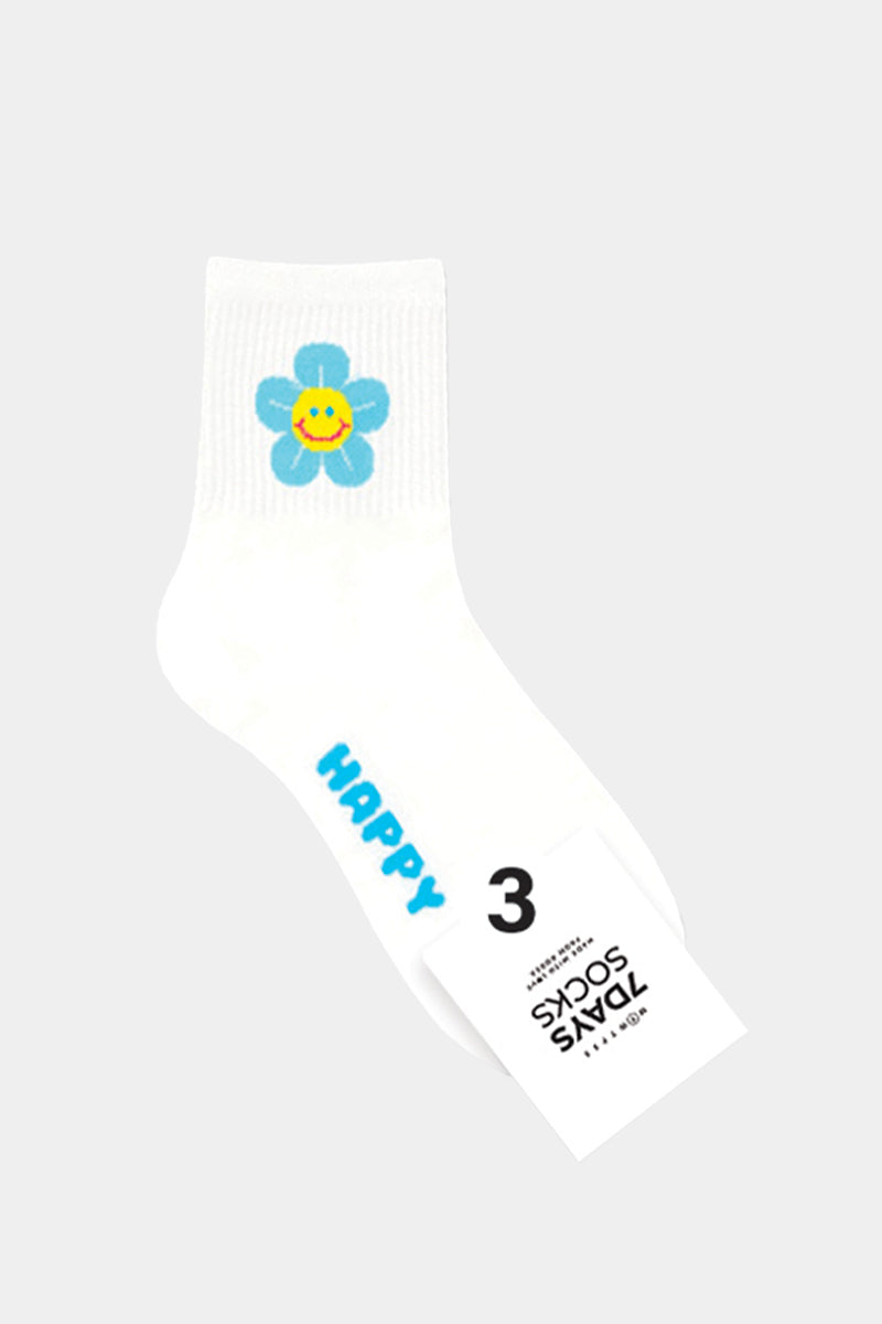 Women's Crew Flower Smile Socks - 5 PK