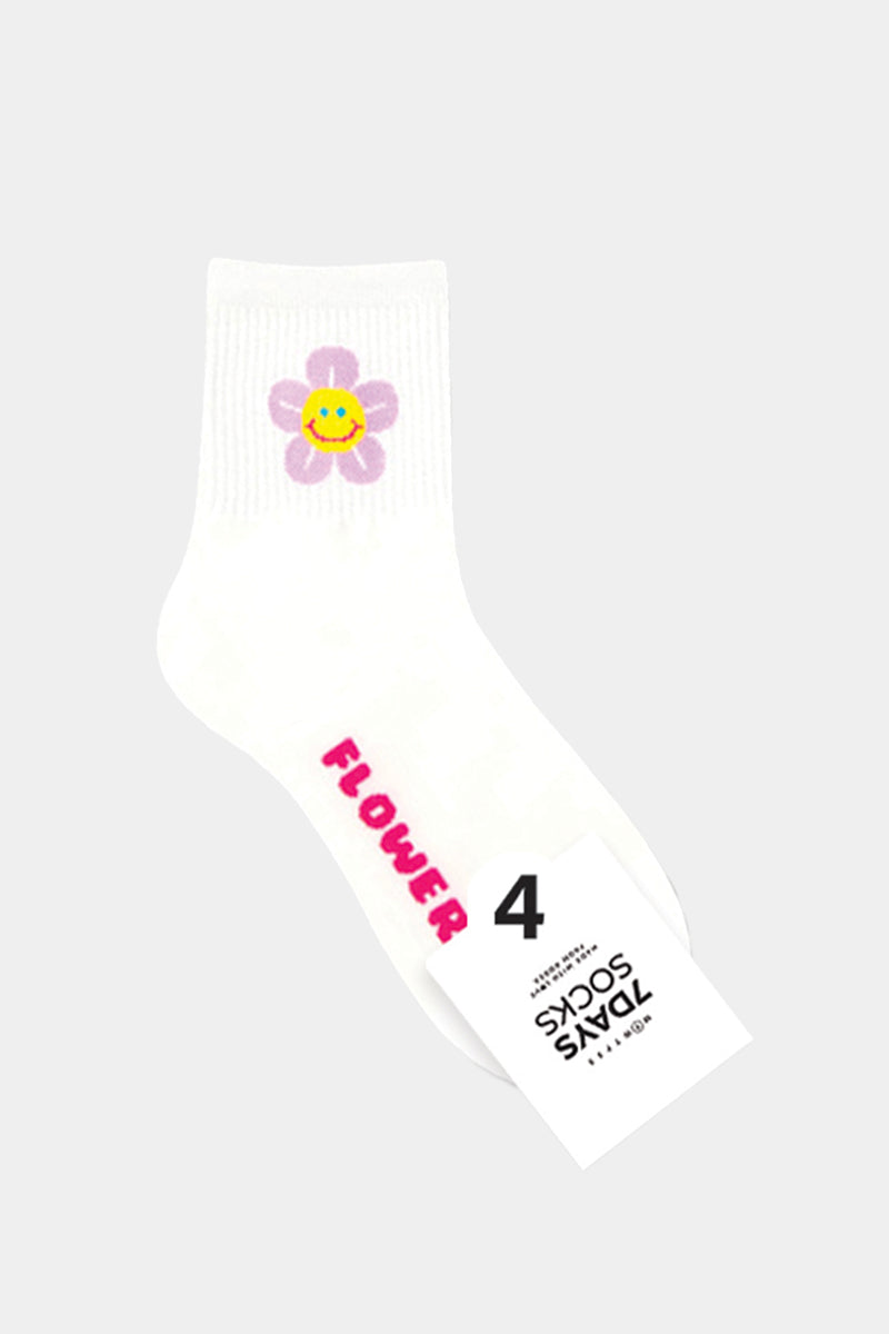 Women's Crew Flower Smile Socks - 5 PK