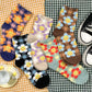 Women's Crew Check Smile Flower Socks - 5 PK