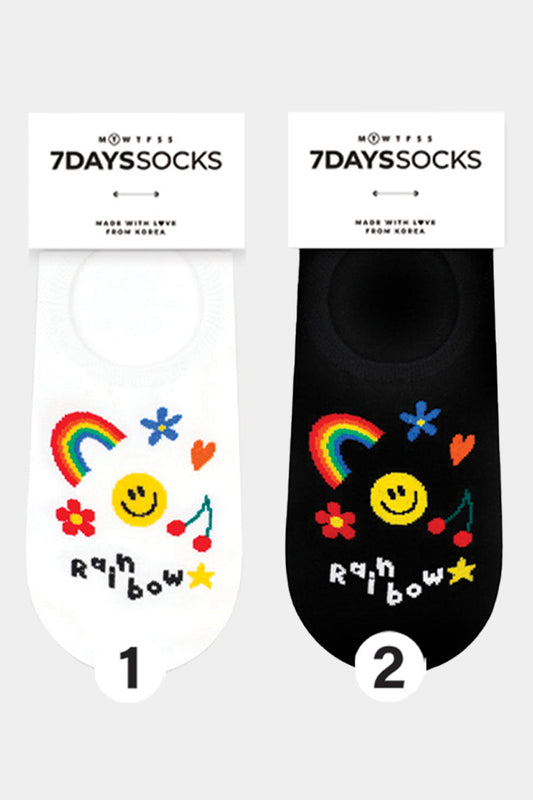 Women's No Show Rainbow Day Socks - 2 PK